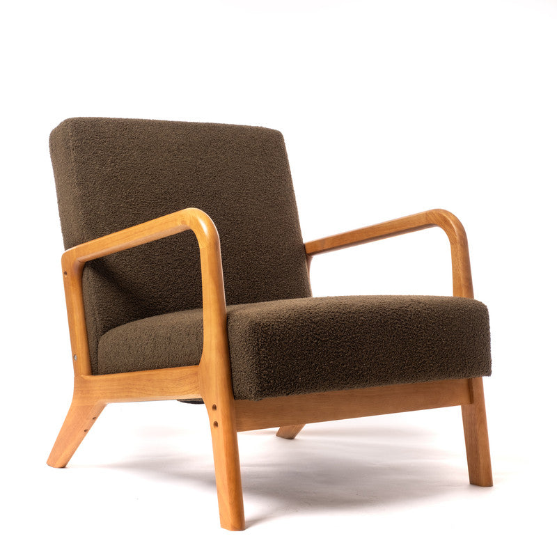 Green Boucle Curved Arms Chair